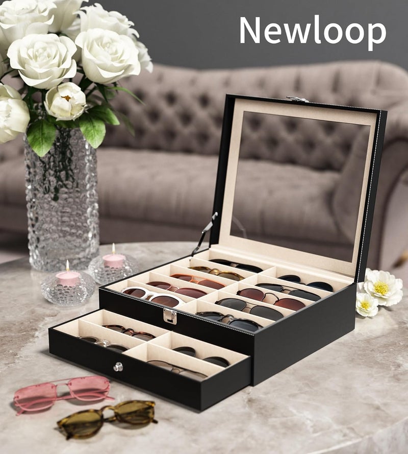 NEWLOOP Store 20 Slots Sunglass Organizer for Women Men Multiple Pairs of Sunglasses Storage Box See-Through Display Show Case - Image 2